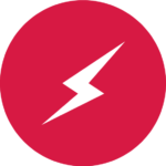 An icon of a red circle with a white lightning bolt in it