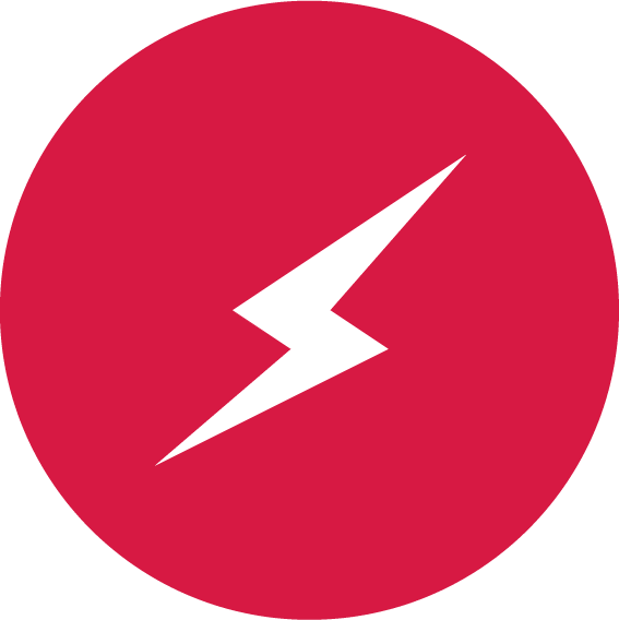 Small icon of a red circle with a white lightning bolt in it