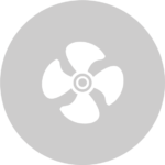 Circular grey icon depicting ventilation