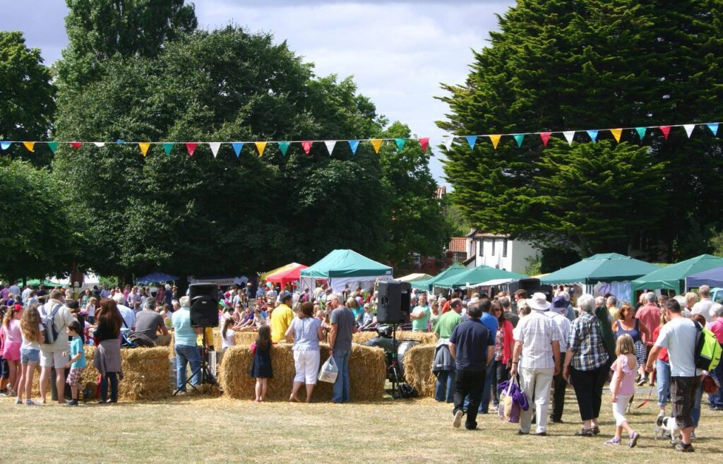Crowd of people at a village fate